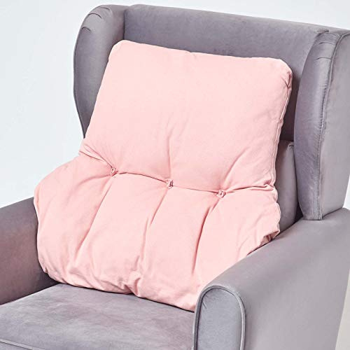 Homescapes Rückenkissen für Sofa, Bett & Schreibtischstuhl 68x58 cm, Rückenstützkissen rosa, ergonomisches Lendenkissen, Rückenpolster mit Baumwollbezug