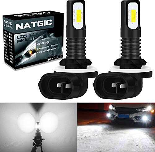 NATGIC 881 889 H27 Lampadine Fendinebbia a LED ad Alta Potenza 75W Chip Integrati 3570 CSP 6500K Xeno Bianco e 2400lm per Fari Fendinebbia Luci di Marcia Diurna (Confezione da 2)