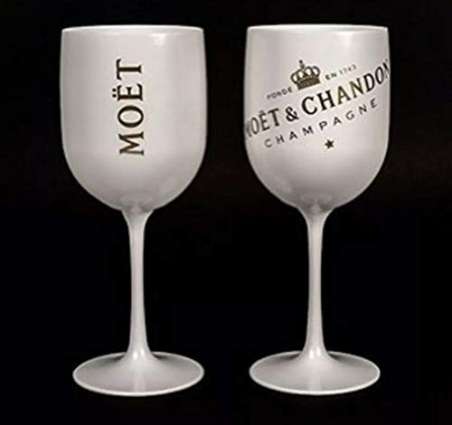 Moet & Chandon Ice Imperial Lot de 2 verres à champagne en acrylique avec lettrage or blanc