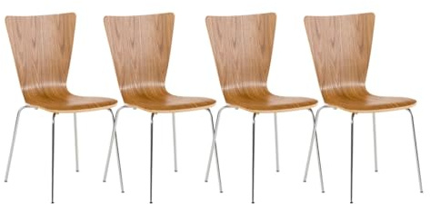 Set 4X Sillas de Visita Aaron I Juego de 4X Silla de Comedor con Asiento de Madera I 4X Silla de Cocina Apilable I Color:, Color:Roble