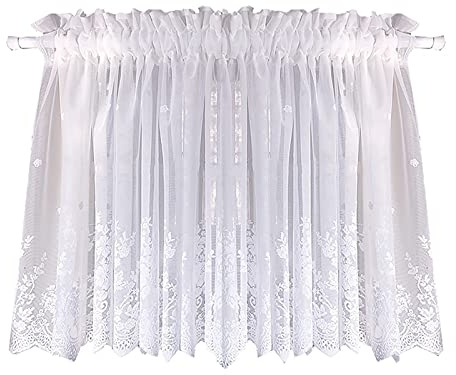 Daoyuan Voile Semi-Transparent Kitchen Curtain Valance,Modern Small Window Living Room Cáfe Curtains Bistro Curtain Country House Curtain,Short Blinds Disc Curtains for Kitchen/Bedroom/Country Style