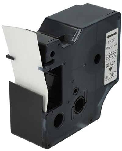vhbw Schriftband-Kassette Ersatz für Dymo D1 | 53722 für Etiketten-Drucker 7m x 24mm Schwarz auf Silber