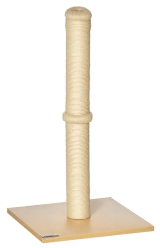 PawHut Kratzsäule 60 cm hoch für Katzen bis 5 kg mit Sisalseil Beige+Eiche | Kratzstamm, Kratzbaum