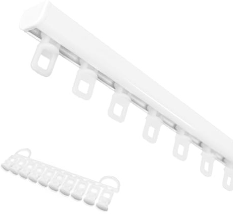 Home-Vision Gardinenschiene Serie Z mit Ösengleiter 120cm | Vorhangschiene Schienen Weiß 1-läufig Aluminium, Inkl. Befestigungsmaterial, für Schiebevorhang