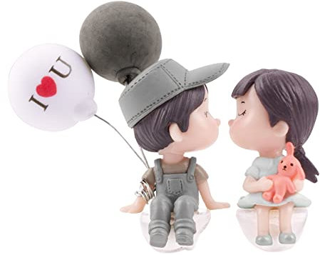 Kit Décoration Tableau de Bord de Voiture Ornements Mignons de Couple Ballon de Figurine d'Action Mignons de Couple Accessoire Décoration pour Voiture Maison Bureau Cadeaux