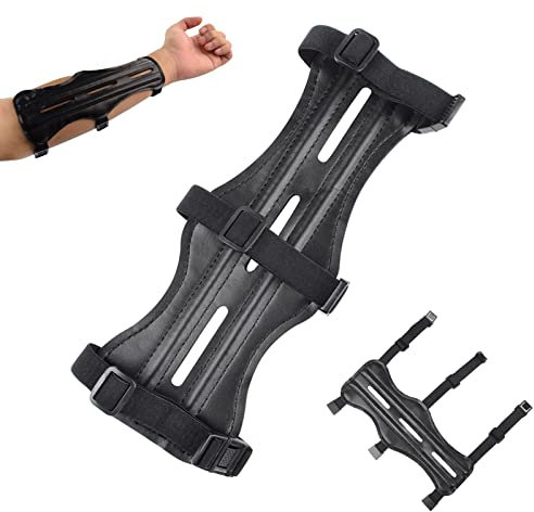 Elong 8,7 Armschutz aus Leder für das Bogenschießen mit 3 verstellbaren Riemen für Bogenjagdzubehör für Jugendliche und Erwachsene
