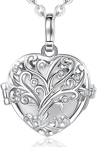 EUDORA Harmony Ball Collana Chiama Angeli Gravidanza Ciondolo Per Donne incinte, Collana Cuore Albero della vita ciondolo con musicale Sfera per Futura Madre Regalo Gioielleria