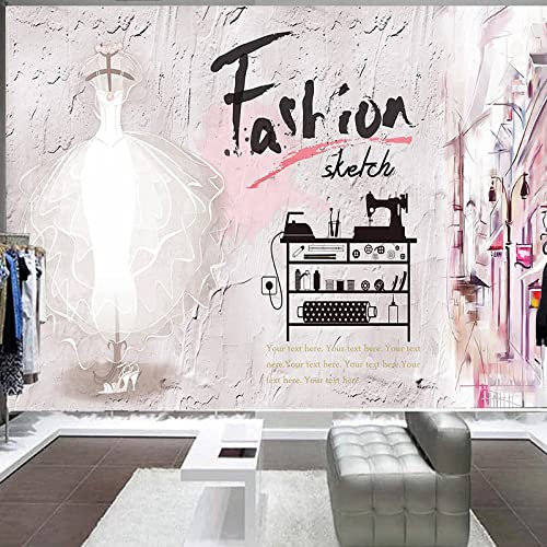 Kuletkear Wedding Dress Wall Mural Sewing Machine Large Photo Wallpaper Modern Art Poster Paper Removable for Living Room Bedroom Nursery Décor 300x208cm