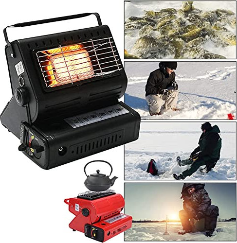 Samnuerly Tragbarer Gasheizer 1,3 kW, mobiler Gasheizer für den Winter, kleine Campingküche im Freien, Gasheizer, Picknickkocher für Camping, Angeln, Wandern, Wohnwagen, Zelt