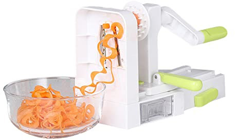 Versatile & Compact Foldable Vegetable Spiral Slicer, Best Veggie Pasta Spaghetti Maker for Low Carb/Paleo/Various Fancy Swing Plate shredders