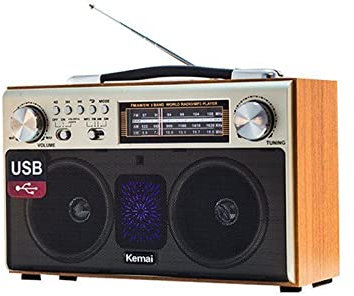 QCHIAN Altavoz Bluetooth inalámbrico Retro de Madera portátil for el hogar tribanda Radio FM subwoofer teléfono móvil Tarjeta TF USB, Estilo clásico de los años 80 con tecnología Moderna
