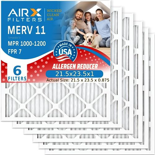 AIRx Filters WICKED CLEAN AIR 21.5x23.5x1 MERV 11 Electrostatic Pleated Air Conditioner Filter 6 Pack HVAC AC Furnace Filters