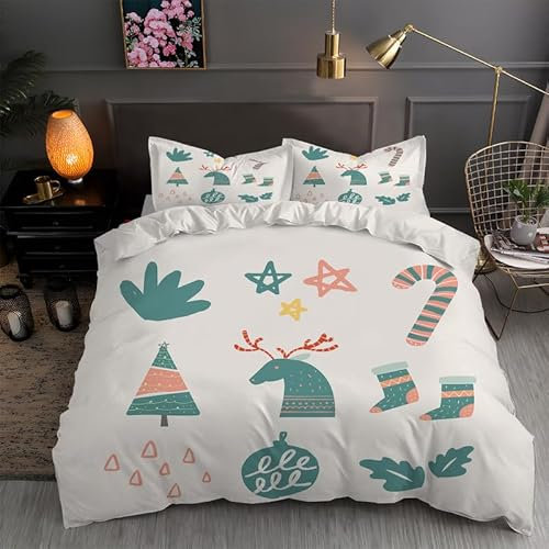 MAQUE Beige BettwäSche Set Elch BettwäSche 135x200, WendebettwäSche und Kissenbezug 80x80, Weiche & Angenehme & Atmungsaktive Mikrofaser BettwäSche-Sets mit ReißVerschluss