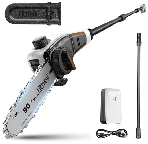 Litheli U20 Akku Hochentaster 20V mit 20 cm Schwert, Teleskop-Hochentaster mit 10000 mAh Akku, Akku-Teleskopsäge mit 8 m/s Schnittgeschwindigkeit zum Schneiden und Beschneiden von Ästen