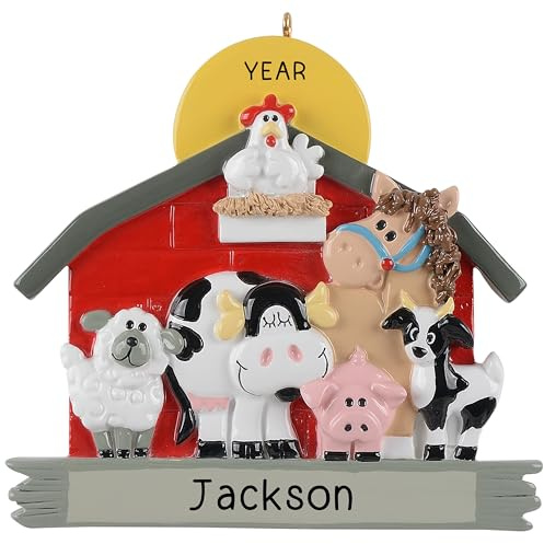 Personalisierte Barnyard Animals Ornament 2025 – Schnelle & kostenlose 24-Stunden-Anpassung – Kinder-Weihnachtsschmuck für Baum – Individuelles Geschenk verpacktes Bauernhoftier-Andenken für