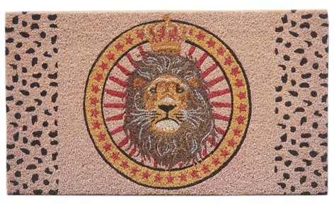 Baroni Home Felpudo para la Entrada de la casa, de Fibra de Coco Pintada a Mano, Alfombra de Exterior con Base Antideslizante, Felpudo Resistente y fácil de Limpiar, 70 x 40 cm (león)