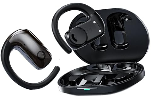 Cuffie senza fili con orecchio aperto, auricolari Bluetooth, custodia di ricarica, tappi per le orecchie con gancio in silicone, cuffie over-ear per allenamento, guida, camminate, telefono, laptop