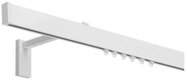 TENDE ARREDO TESSILE - Binario Tenda a Parete Scorrevole (138 cm) Zineffa per Tenda, Binario a Onda Decorativo in Alluminio con Tappi Terminali e Occhielli in PVC per Tende su Misura (Bianco)