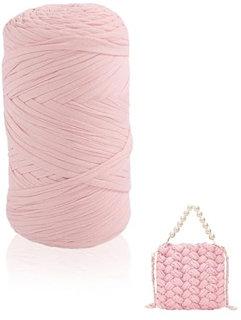 SenaiMy T-Shirt Garn, Textilgarn, Strickgarn, Garn zum Stricken, Einfarbige Rosa Garne, Stoff-Häkelgarn für Tasche, Korb, Decke, Heimdekoration (1cm*110m)