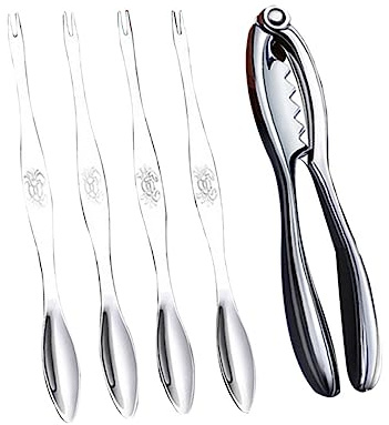 PRETYZOOM Herramientas para Mariscos Desgranadoras de Langostas y Tenedores de Cangrejo de Aleación de Zinc, 5 Piezas, Color Natural, Práctico y Portátil para Uso en Cocina y Cenas