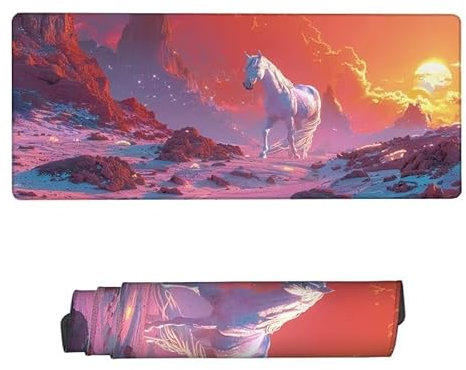 Alfombrilla Ratón XXL 1600x800x3mm,Alfombrilla Ratón Blanco Alfombrilla Escritorio,Alfombrilla Raton Caballo Alfombrilla Gaming,Protector Escritorio Alfombrilla Antideslizante,Regalo Mujer RS-488