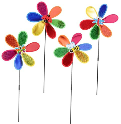 Happyyami 4pièces Moulin à Vent Plastique pour Décoration De Jardin Accessoire De Jardin pour Parties Et Événements Extérieurs