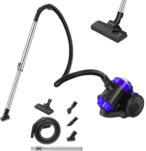 VickyHome Cylinder Bagless Vacuum Cleaner, 1200W Pet Hair Bagless Vacuum Cleaner Cylinder Carpet Cleaner with HEPA Filter, Long Reach, 2 In 1 Brush, 1.5L Dust Cup