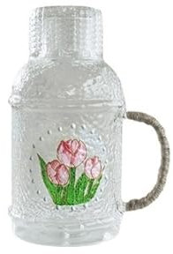 Lizhuzhuzs28 Fruchtsaft Krug 2200 ml Wasserkrug aus Glas, Karaffe mit Deckel, hitzebeständiger Glaskessel mit Einer Tasse for heißen, kalten Aufguss, Eistee, Saft Wasserkrug