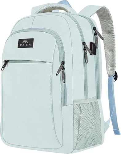 MATEIN Laptop Backpack, 15.6 Inch Travel Backpack Women, Laptop Rucksack with USB Charging Port, School Bag Anti Theft Daypack Work Bags for Men Women, Bright Blue