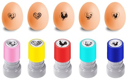 AHANDMAKER 5 Stile Kunststoff Stempel Huhn Mit Liebesmotiven DIY Eierzeichnung Ideal Zum Eierbemalen und Kunsthandwerk Bauernhof Dekoration Geschenk