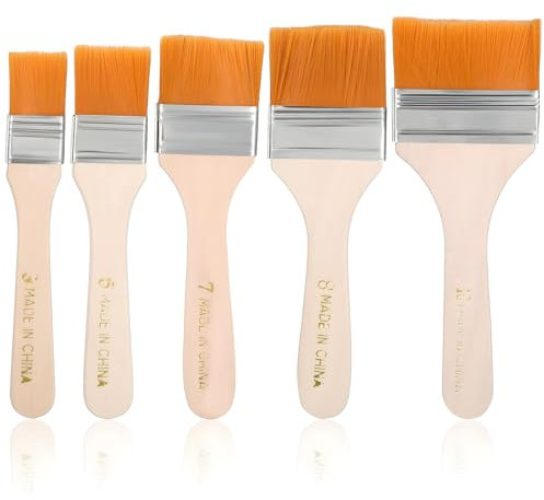 Tyqour 5 Pcs Paint Brushes Set Wood Paint Stain Brush, Chip Brush for All Latex Oil Paints and Stains Home Improvement Interior Exterior Use