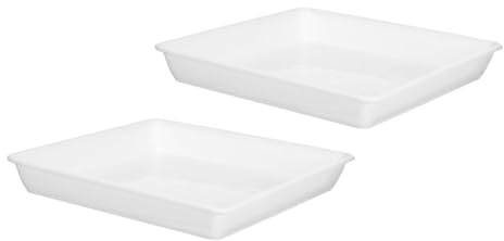 CAXUSD 2pièces Plateaux Égouttage Plastique Carrés pour Pots De Fleurs Et Jardinières Lot de Blancs Bac De Récupération Eau