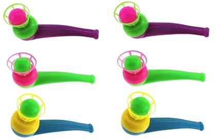 Yxinjy 6 Pcs Training Floating Blowing Balls Plastic Balls，Ball Blowing Toy Floating Blow Pipe Toys Party (Random Color)