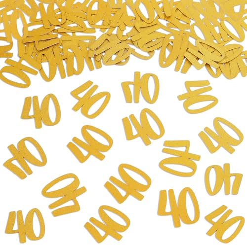 Gold Glitter 40th Birthday Confetti - Forty Birthday Paper Scatter Party Confetti Table Decor, Happy 40th Anniversary Party Decor (Gold Glitter 40th 50pcs)