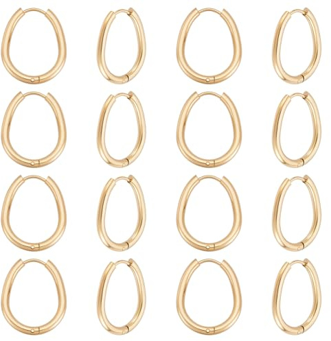 UNICRAFTALE 16Pcs Boucles d’Oreilles Huggie Or 22.5mm Attache Cartilage Petites Boucles d’Oreilles Créoles Acier Inoxydable Composants pour Fabrication de Bijoux DIY Cadeau