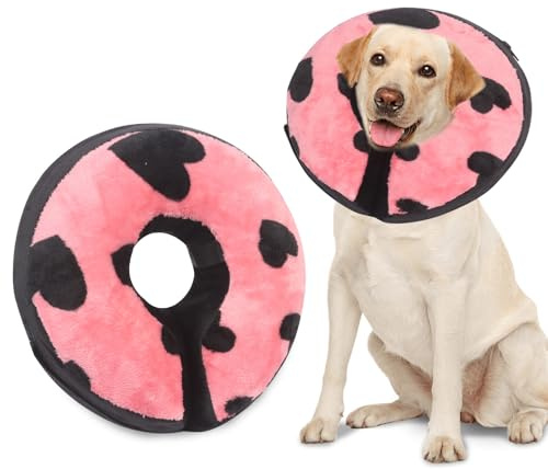 Yzalen Aufblasbare Halskrause Hund Katze, Aufblasbare Hundekragen Hund Weich, Einstellbar Schutzkragen Hunde, Halskrause Katze,Kragen für Hunde Nach Op Wiederherstellung (Rosa, L)