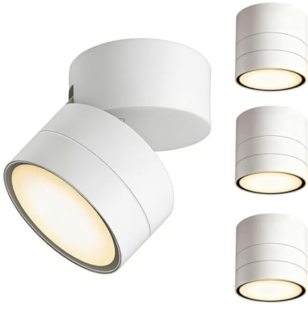 EBION GX53 Ceiling Lights 4 Pack,IP65 Waterproof Ceiling Spotlights with 90° Swivel,Aluminium Surface-Mounted Downlights for Ceiling,Suitable for Living Room,Bedroom,Bathroom,Hallway,Balcony,White