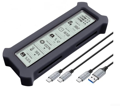 Carcasa SSD M.2 NVMe, carcasa de disco duro externo USB-C de 10 Gbps, aleación de aluminio, monitoreo de salud en tiempo real para SSD PCIe NVMe (negro)
