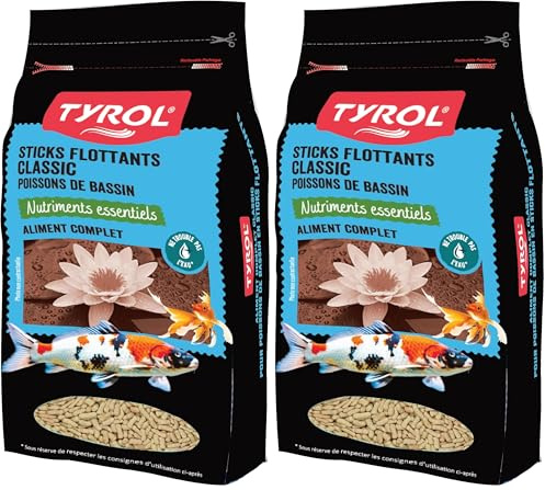 Tyrol | Sticks Flottants Classic | Nourriture pour Poissons de Bassin | Aliment Complet | Riche en Nutriments Essentiels, Vitamines et Oligo-Eléments | 180 g | 2000 ML (Lot de 2)