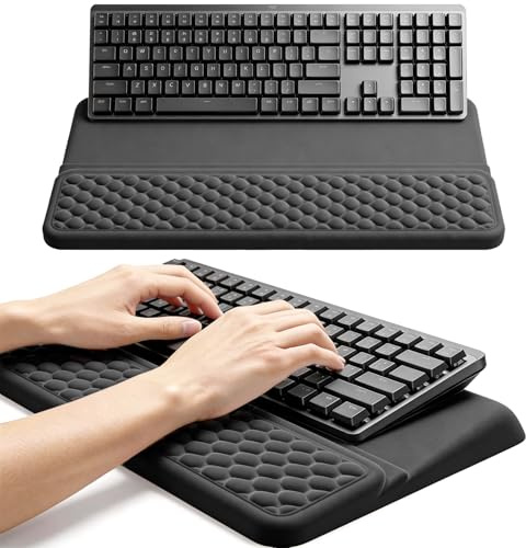 Purecas Ergonomic Keyboard Wrist Rest with Stand – 2-in-1 Memory Foam Support Pad & Keyboard Riser for Typing, Wrist Pain Relief, Non-Slip Desk Tray for Office, Home Working & Gaming Setup(Black)