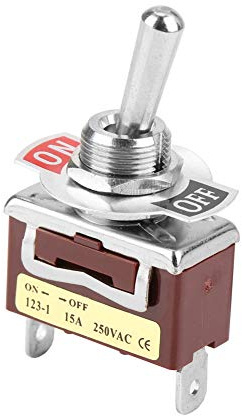 Aolidsive Interrupteur à Bascule momentané, Interrupteur à Bascule Marche/arrêt 15 A 250 V, Durable 12 Mm 2 Positions pour Usage Automobile et Industriel