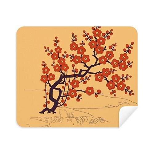 DIYthinker Gemälde Japanische Kultur Rote Blume Telefon Bildschirmreiniger Gläser Reinigungstuch 2Pcs Suede Fabric