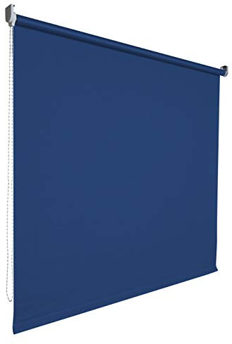 Kettenzugrollo Seitenzugrollo Tür Fenster Rollo Vorhang 14 Farben Breite 62 bis 202 cm Länge 180 cm lichtdurchlässig halbtransparent Metall Träger Wandmontage Deckenmontage (122 x 180 cm / Blau)