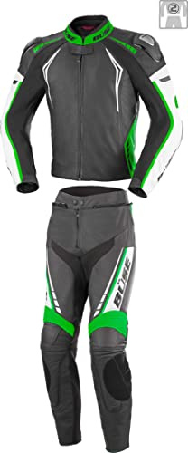 Büse Silverstone Pro - Traje de moto para mujer (2 piezas, piel), color negro/blanco/verde, talla 40