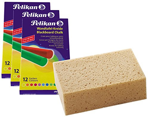 Pelikan Tafelkreide (3x 12er mit Schwamm, Farbig)