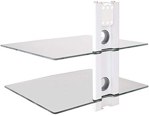 Multimedia Wandregal Glasablage für DVD Bluray Player Spielkonsolen Hi-FI Receiver Wandhalterung weiß/glas Modell: GL11CW