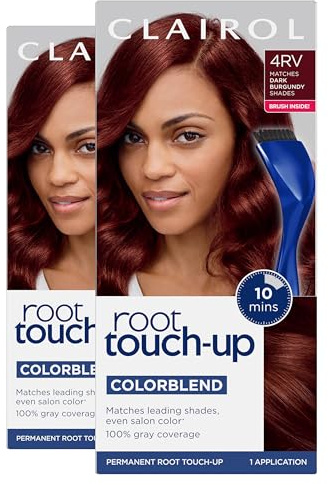 Clairol Root Touch-Up by Nice'n Easy Permanent Hair Dye, 4RV Dark Burgundy Hair Color, Pack of 2