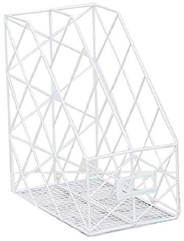 FülleMore Zeitschriftensammler Metall Schreibtisch Stehsammler 2 Fächer Dokumentenhalter Briefhalter Magazinständer Multifunktional Organizer Korb für Zuhause Büro Schule (Weiß)