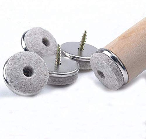Voarge 32 st möbelglidare 28 mm diameter filtglidare skruvar, professionell stolstege, stolbenskydd filt med skruv