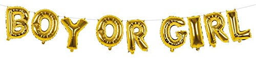 Boland 53255 – Guirlande de Ballons en Aluminium Boy Or Girl, Longueur 4 m, doré, Naissance, Baby Shower, décoration à Suspendre